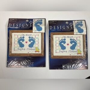 Cross Stitch Kit “Baby Feet”  5” x 7”  (Two Separate Kits Included)